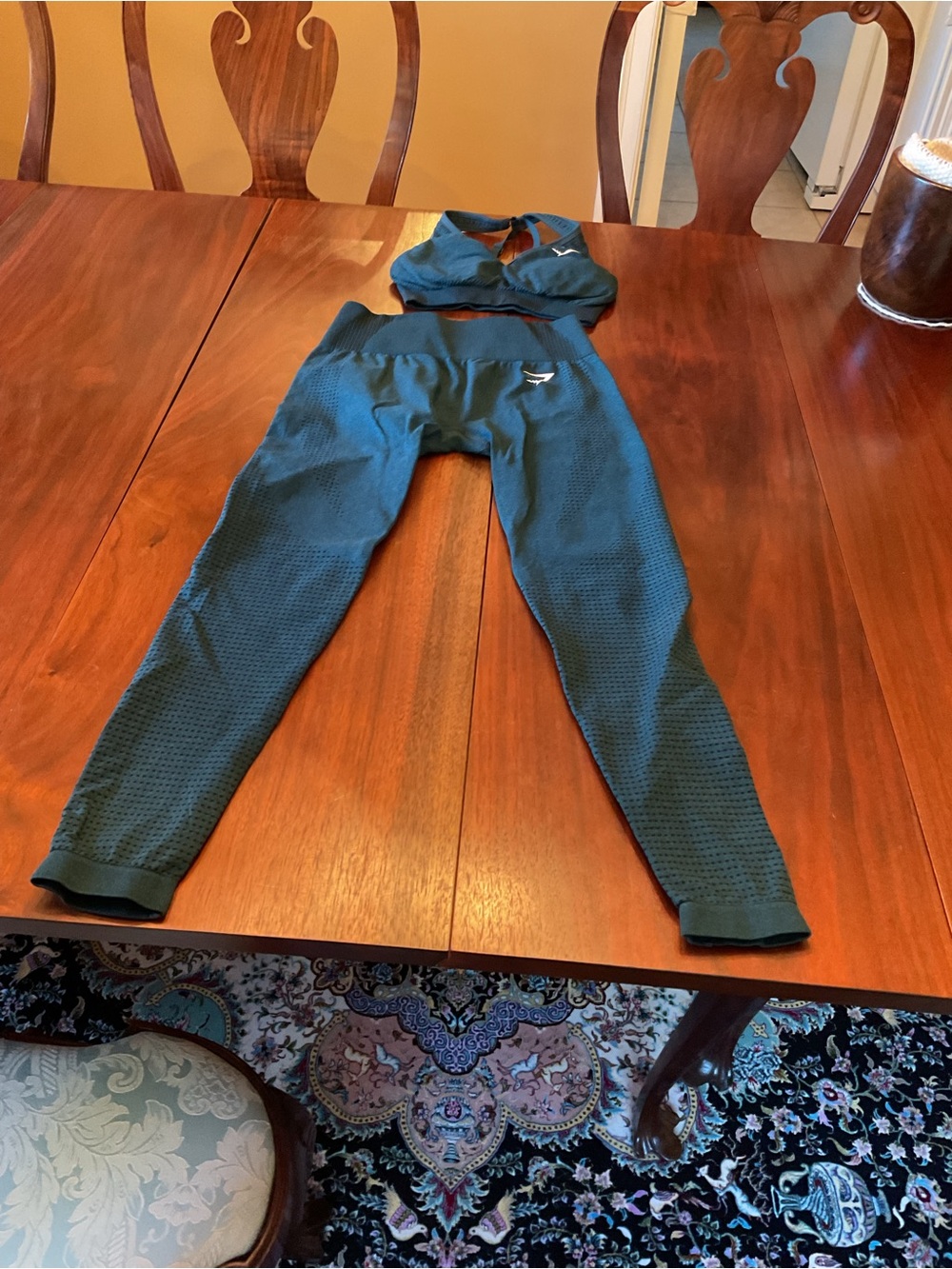 Gymshark Dark Green Textured Leggings for Women